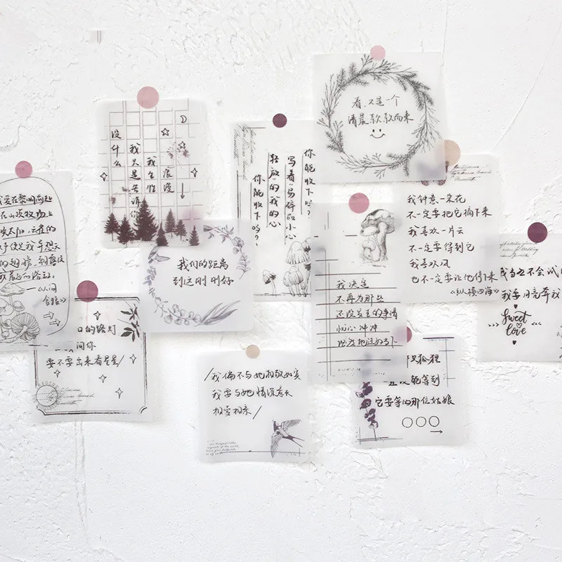 

Square Transparent Parchment Paper Vintage Cute Notes Kawaii Paper Memo Pad for School Office Stationery Supplies notepad