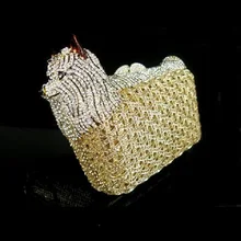 Schnauzer Yorkshire Terrier Crystal colorA DOG animal Wedding Party Night hollow Metal Evening purse clutch bag case box handbag