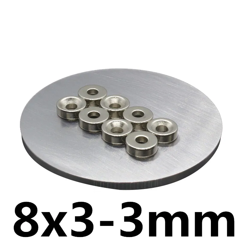 

10pcs 8x3mm Hole 3 mm Super Strong Ring Loop Countersunk Magnet Rare Earth Neo Neodymium Magnets Cylinder