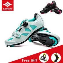 Santic/Женская Профессиональная велосипедная обувь; дышащая обувь для езды на велосипеде; женские кроссовки; Zapatillas Ciclismo; 36-39