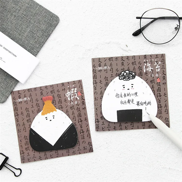 

Cute Kawaii Onigiri Rice Roll Sticky Notes Post It Adhesive Memo Pad School Planner Stickers Paper Bookmarks Korean Stationery