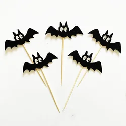 Spooky Black Bat Cupcake Toppers - Halloween Party Decor & Photo Props (Set of 5) (Black)