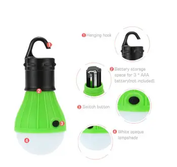 

5Piece/Lot 3 LEDs Outdoor Camping Tent Hanging Adventure Lanters Lamp Portable LED Light Hunting hut Fishing Garden Lamp Bulb