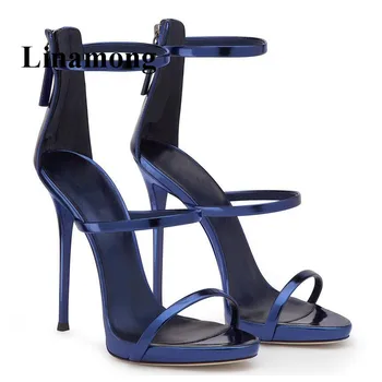 

Summer Fashion Thin High Heel Cover Heel Rear Zipper Open Toe Simple Solid Women Sandals Six Colors High Quality Normal Size