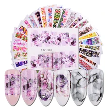 40 шт. декорация для ногтей градиент наклейки переводные наклейки с водой цветущие цветы обертывания маникюрные ползунки чернила водяной знак Декор BESTZ352-391