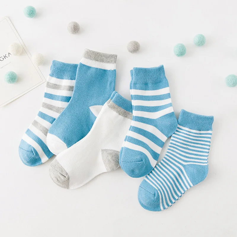 5 пара/лот, Комплект носков для маленьких мальчиков и девочек, хлопок, модные детские полосатые Дышащие Короткие носки-тапочки для детей 0-6 лет