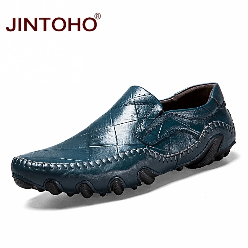 Туфли JINTOHO мужские без шнуровки натуральная кожа повседневная Брендовая обувь