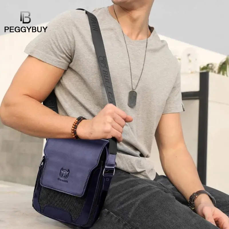 

BULLCAPTAIN Messenger Bag Men's Shoulder Genuine Leather bags Flap Small Male Man Crossbody Bags Men Casual Bags