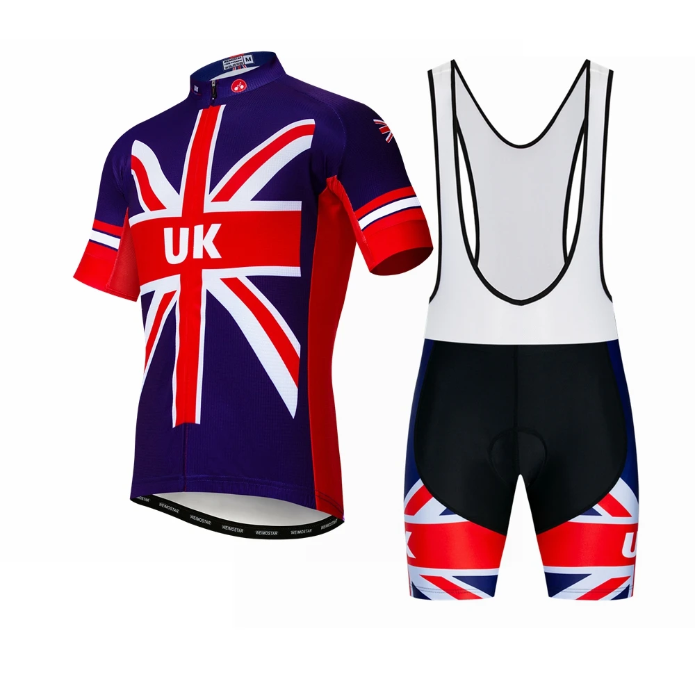Франция трикотажный комплект для велоспорта мужские велотрусы MTB Топ горная дорога велосипедные рубашки костюм Ropa Ciclismo красный синий Великобритания