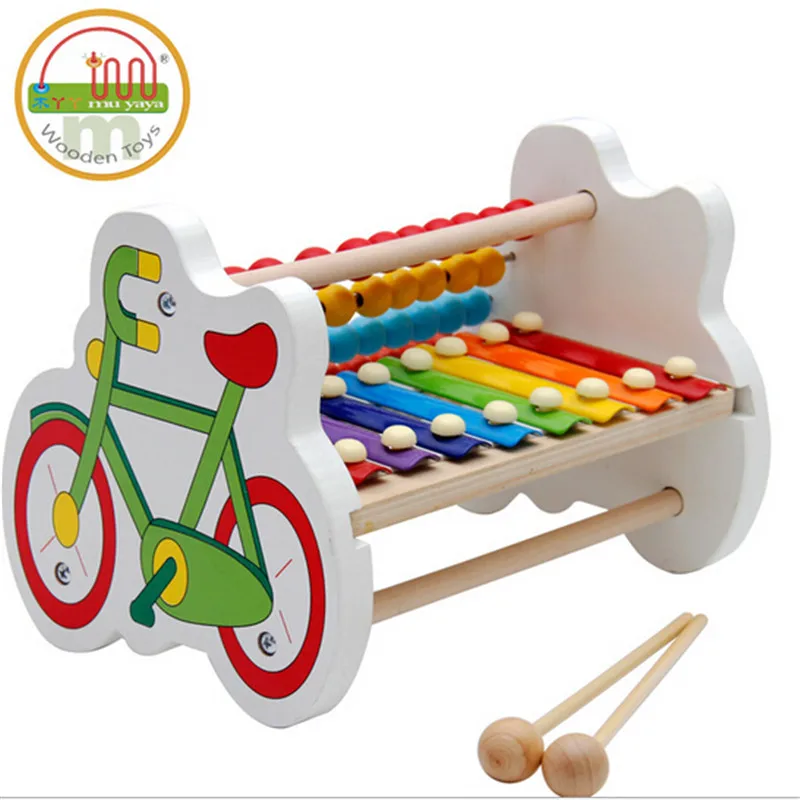 Fancy toy bicycle bead octave piano hand xylophone knock wooden frame font b calculation b font