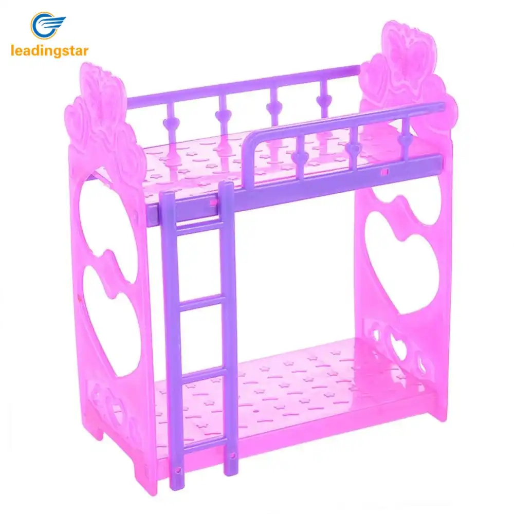 Leadingstar Plastic Double Bed Frame For Kelly Doll Bedroom Furniture Accessories Purple Pink Or Pink Yellow Color Random