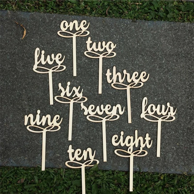 2018 New Wooden Wedding Table Flower Seat Card Cake Topper Decoration For Baby Birthday  Easy operation Lightweigh Hot C0404#0 08