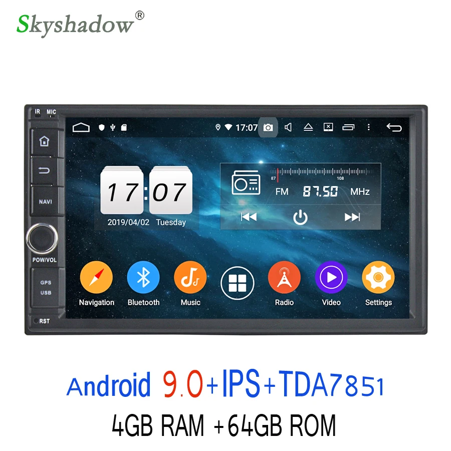 Top 2Din TDA7851 Android 9.0 For universal Car multimedia Player 4GB RAM 64GB 8 Core GPS Glonass map RDS Radio USB SD wifi Bluetooth 3
