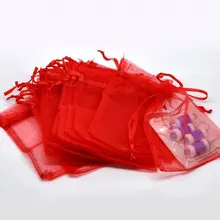 500 шт/партия красные свадебные подарочные сумки из органзы и мешочки 12x9 см