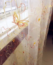 Fashion flower Butterfly Embroidery curtain Custom made& finished curtain window tulle curtain for living room Window screening