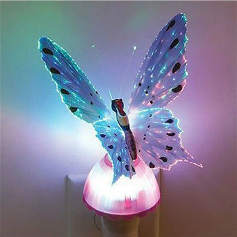Creative Fiber Optic Colorful Butterfly Changeable LED Night Light Lamp for Children Kid Girl Wall Lights Novelty Night Light (3)