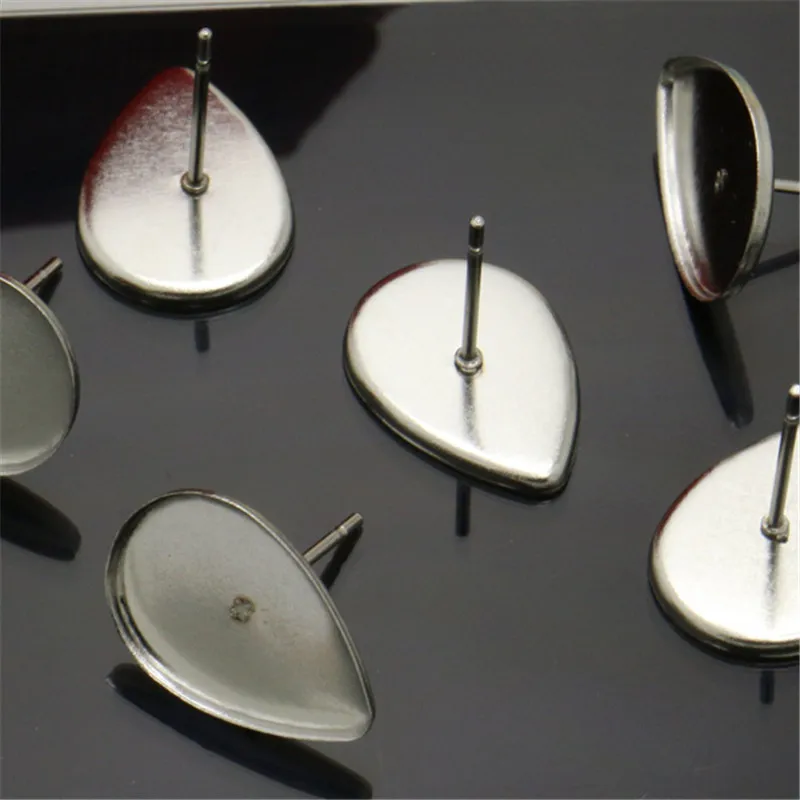 

30 stainless steel earrings jewelry accessories for teardrop convex round tray suitable for DIY jewelry production