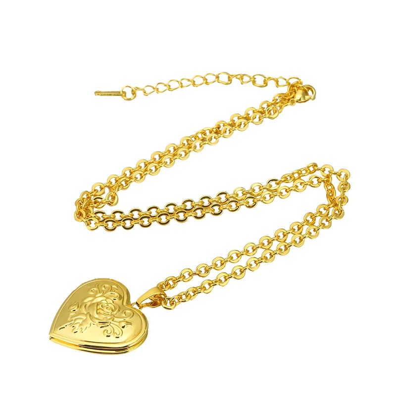 

Heart Locket Necklace Pendant Metal alloy Gold colors Photo Frame Memory Romantic Love Necklace for Women Valentine's Day Gift