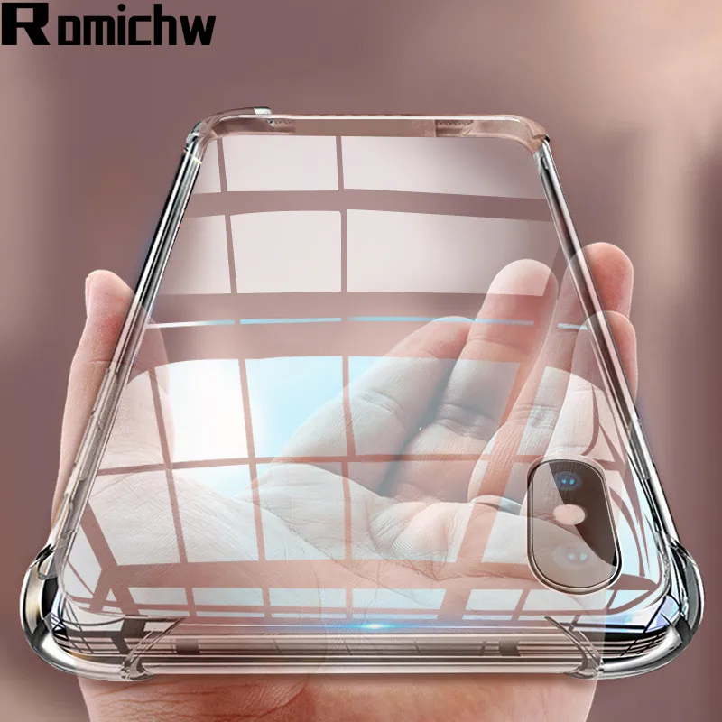 

ROMICHW Transparent Phone Cases For iphone x 7 6 6s 8 Case Soft Cover Silicone Phone Case For iPhone 7s 8s Plus case