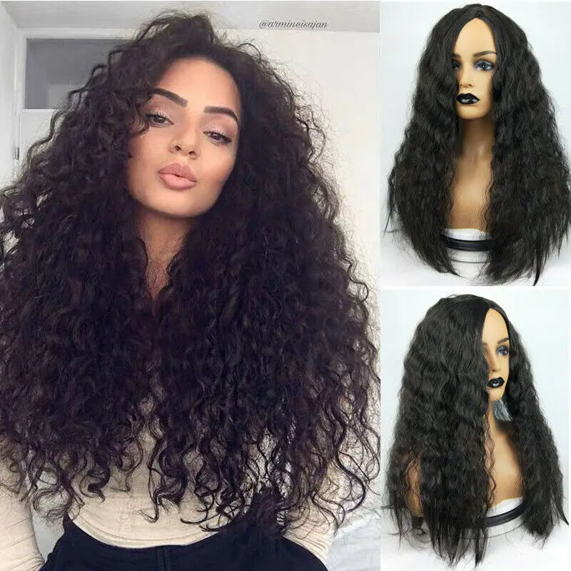 

Fashion Long Curly Front Full Wig Brazilian Synthetic Hair Corn Wave Wig New