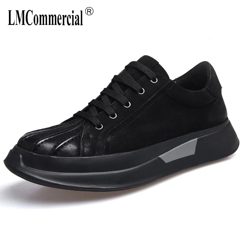 

Men's black shoes 2018 new spring and autumn casual shoes men British retro Genuine leather men's shoes all-match cowhide male