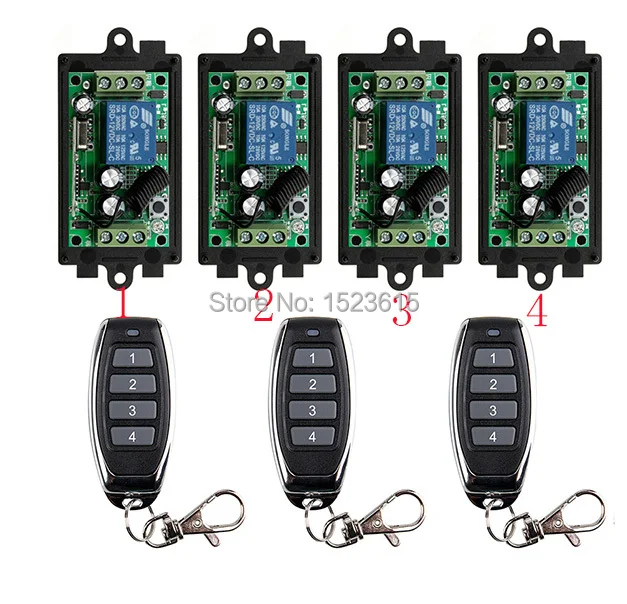 

DC12V 1CH 10A Wireless Power Switch System teleswitch 4 Receiver&3Transmitter Remote Controller 10A output state is adjusted