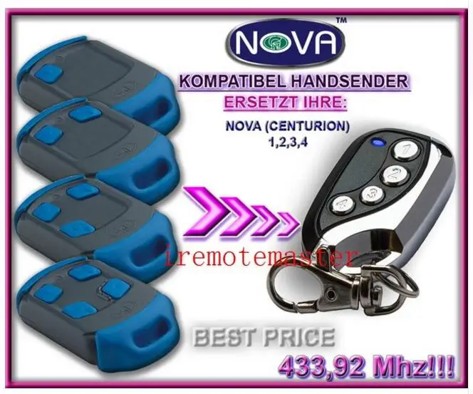 Nova Centurion Remote Nova Garage Door Replacement Remote 433