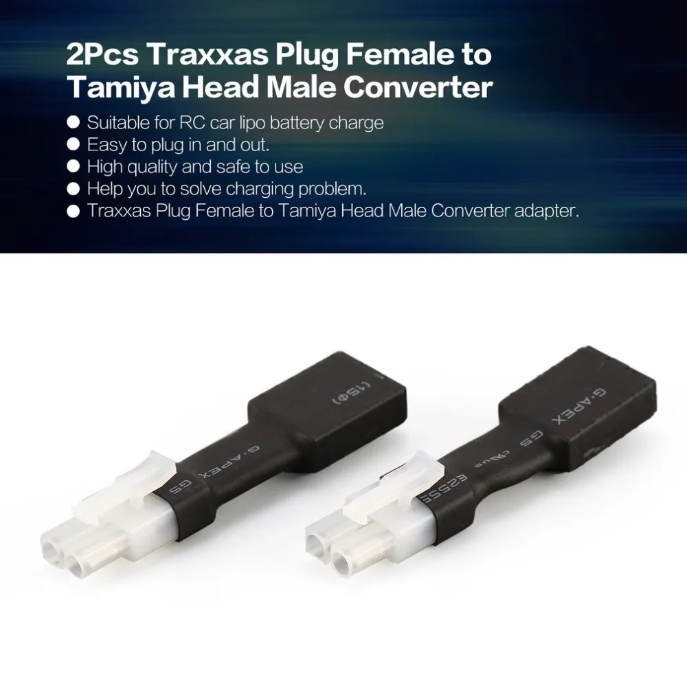 

2Pcs Traxxas Plug Female to Tamiya Head Male/Traxxas Plug Male to Tamiya Head Fe Converter Adapter Connector for RC Car Battery