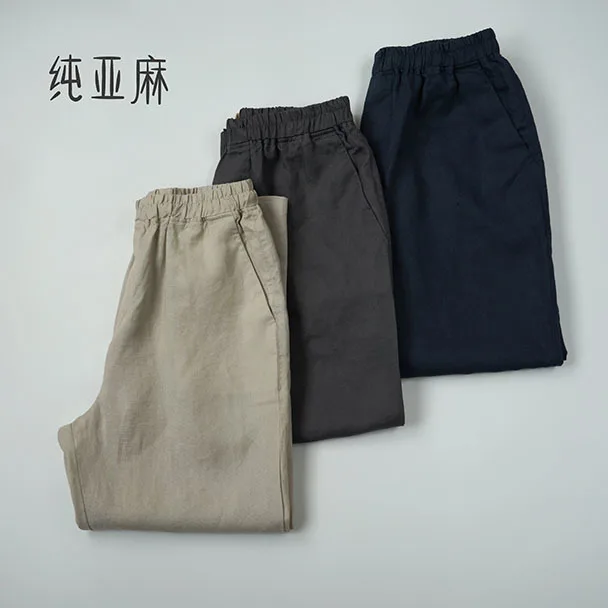 

Leisure Time Easy Thin Woman Linen Pants Literature Model Nine Part Summer For Hallen Trousers Bound Feet h190605