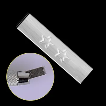 

500 PCS Flat 14 Pins Needle Fog Eyebrow Handheld Shape Tattoo Needles Permanent Makeup Eyebrow Embroidery Blade