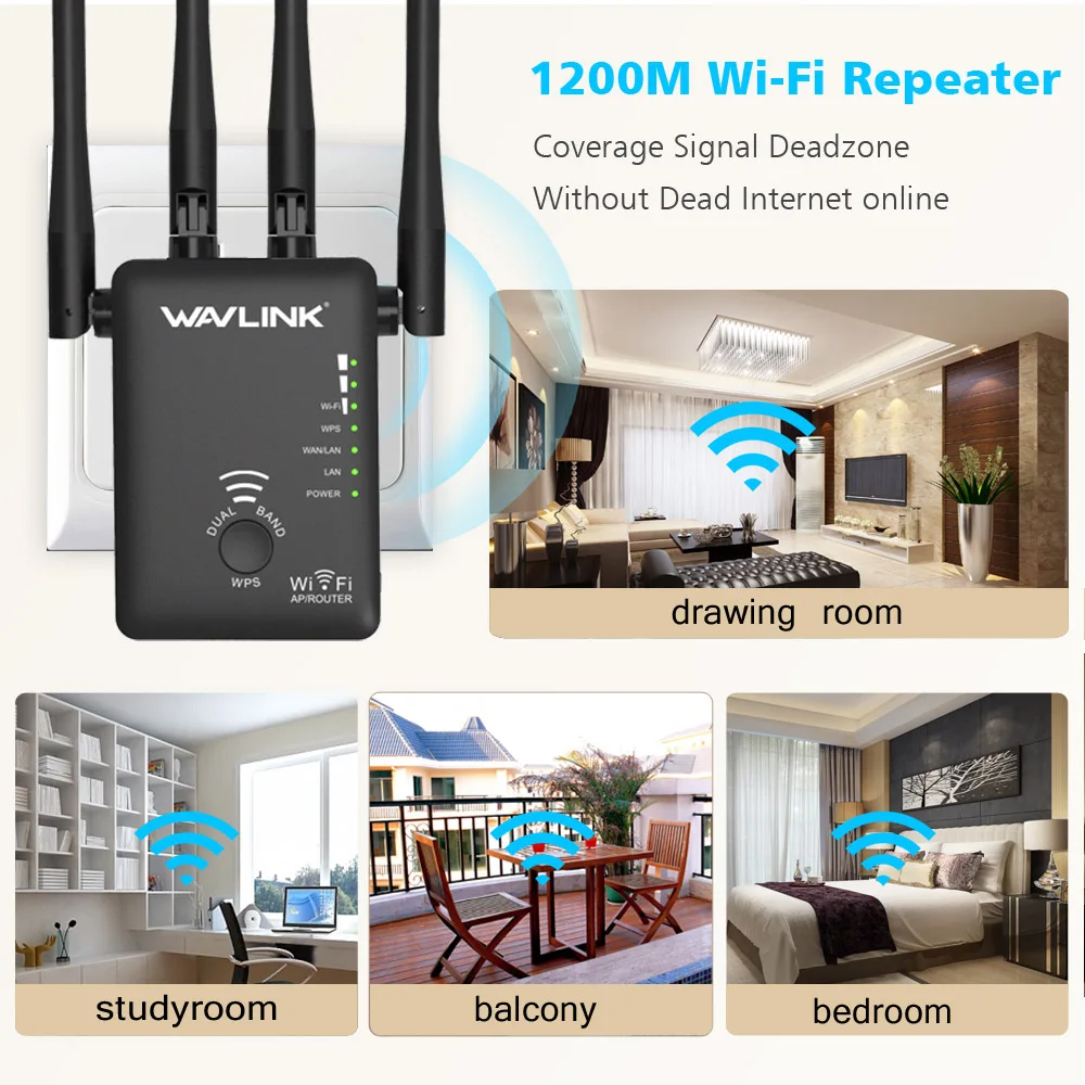 Wavlink AC1200 2 4GHz 5GHz Dual Band AP Wireless wifi Repeater AC Extender Repeater Router WPS 2