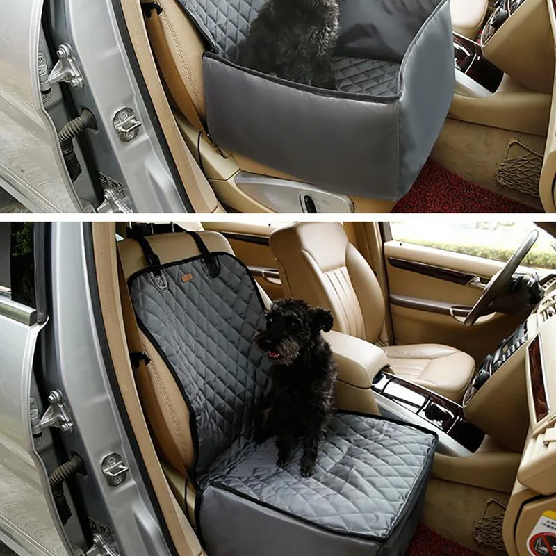 Pet Car Seat Front Seat Cover for Dog Cat, Portable 2-in-1 Dog Seat Protection Non-Slip Waterproof with Safety Belt