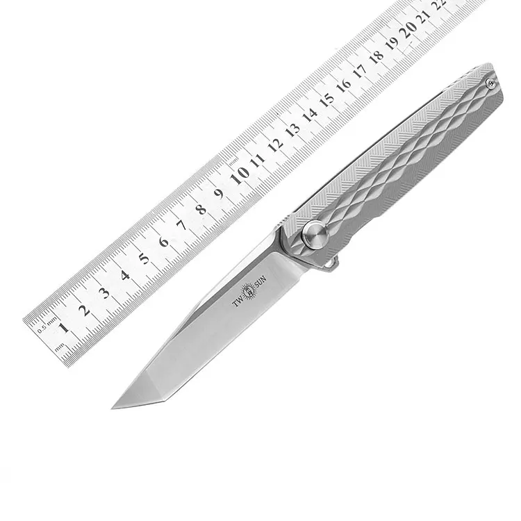 

Two Sun TS06 D2 Steel Ball Bearing Pocket Knife Titanium Handle Tactical Knife Wild Survival Knife Free Shipping