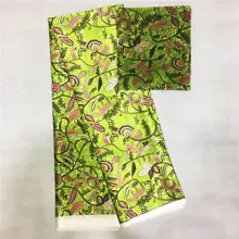 Высококачественный Анкара Африканский воск печать шелковой ткани с шифоновым шарфом соответствующие цветочный принт шелковая ткань с кружевом