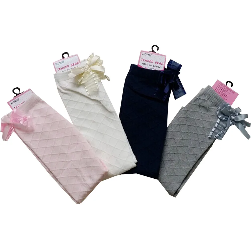 Носки милые детские гольфы одежда для молодых девочек Хлопковые гольфы средней длины с бантом для девочек весенне-осенняя зимняя