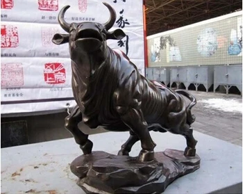 

Antique bronze Pure Copper Brass 12 Pure Bronze Copper riqueza dinheiro vaca boi touro Art