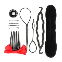 by DHL 50Sets 10pcs/set Hair Styling Tools Twister Bun Comb Pins Clips Sponge Roller Maker Styler Curler Braiders Accessories