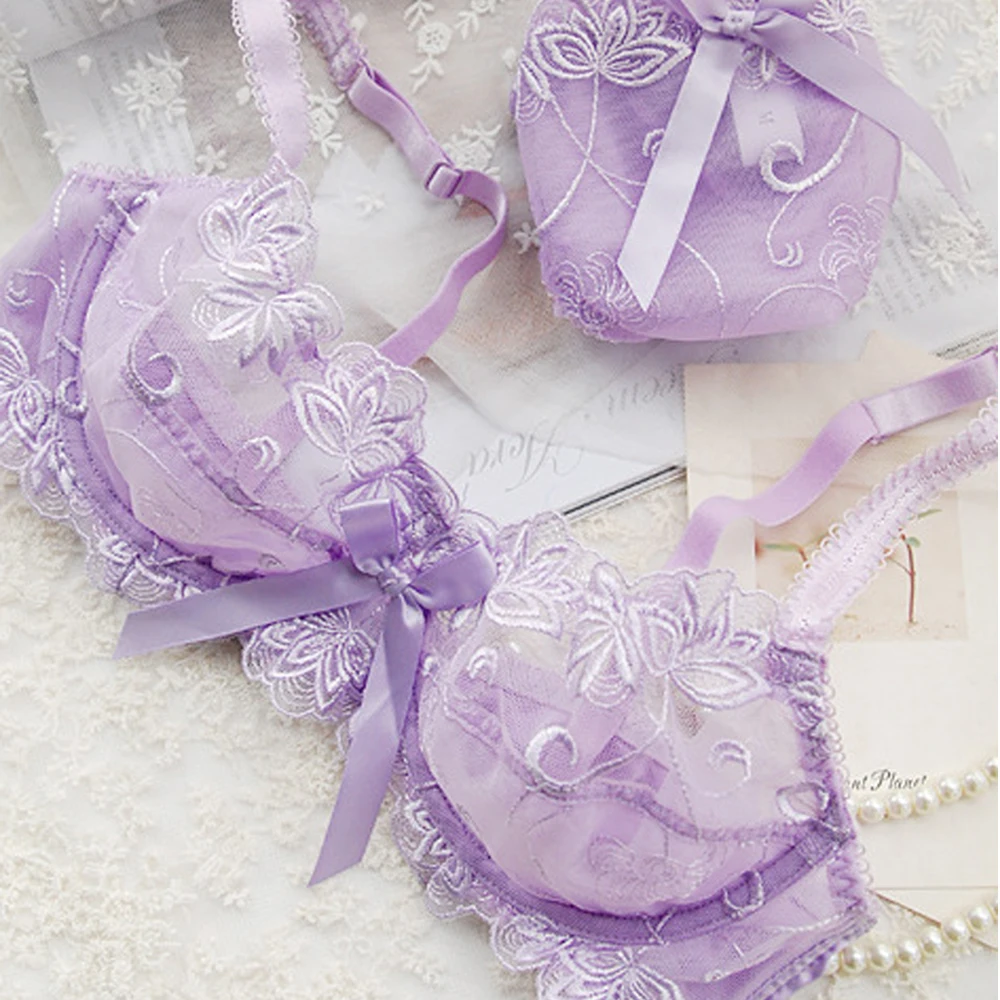 Vogue Secret New Lace Lingerie Transparent Bra Set Panties Sexy Women Underwear Brief Sets Plus size Elegance Floral Bow Bra Vogue Secret New Lace Lingerie Transparent Bra Set Panties Sexy Women Underwear Brief Sets Plus size Elegance Floral Bow Bra