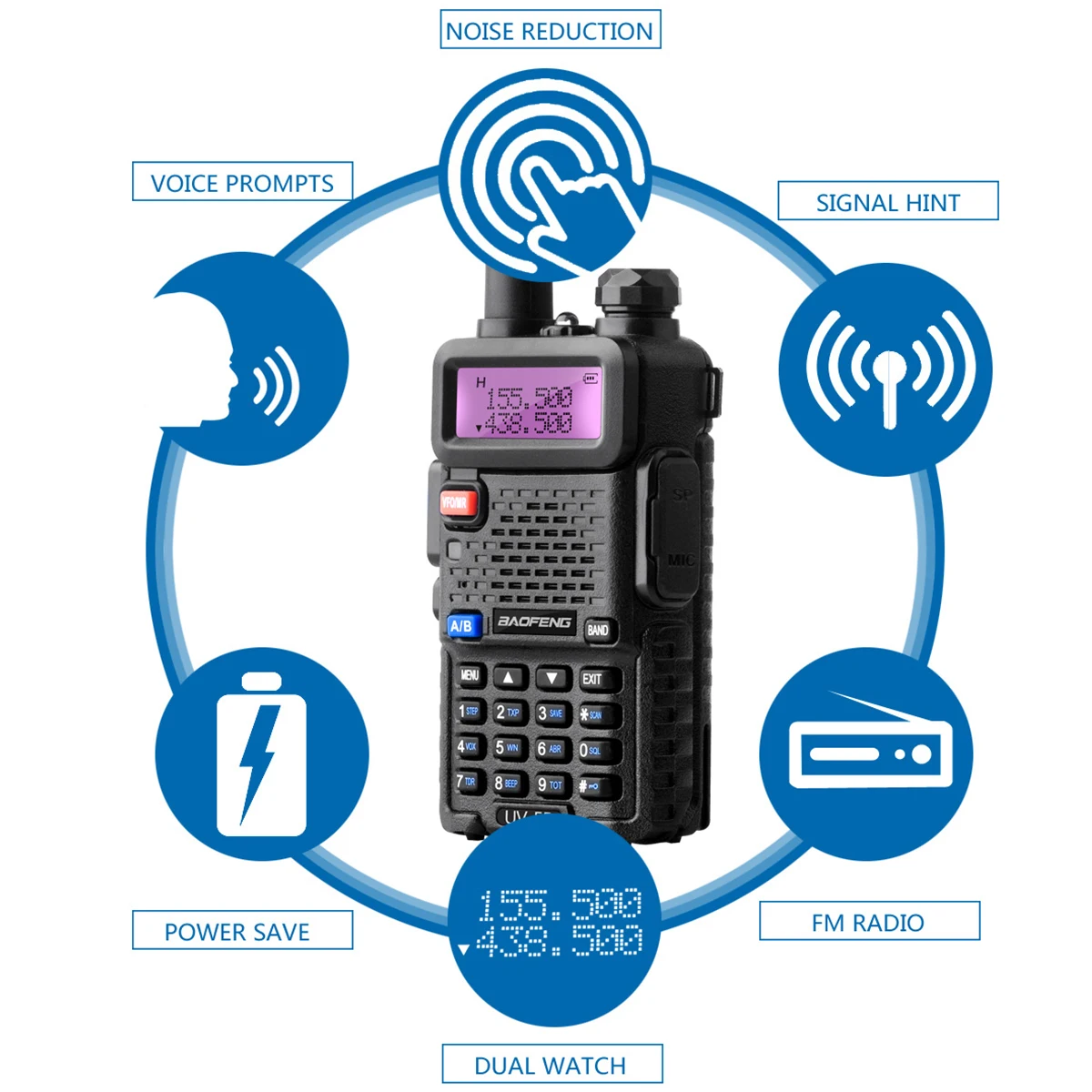 Baofeng UV-5R 10 км портативная рация UV5R 8 Вт двухдиапазонный дисплей CB Ham Радио Vhf портативная двухсторонняя радиостанция охотничий коммуникатор