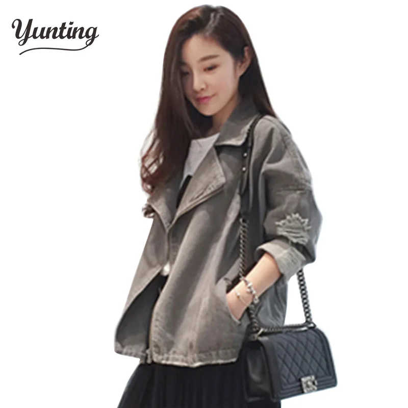 

Bf Tide Women Jacket And Coats 2018 Spring New Hole Denim Jackets Loose Chaquetas Mujer Bat Sleeve Dames Jassen Abrigos Mujer