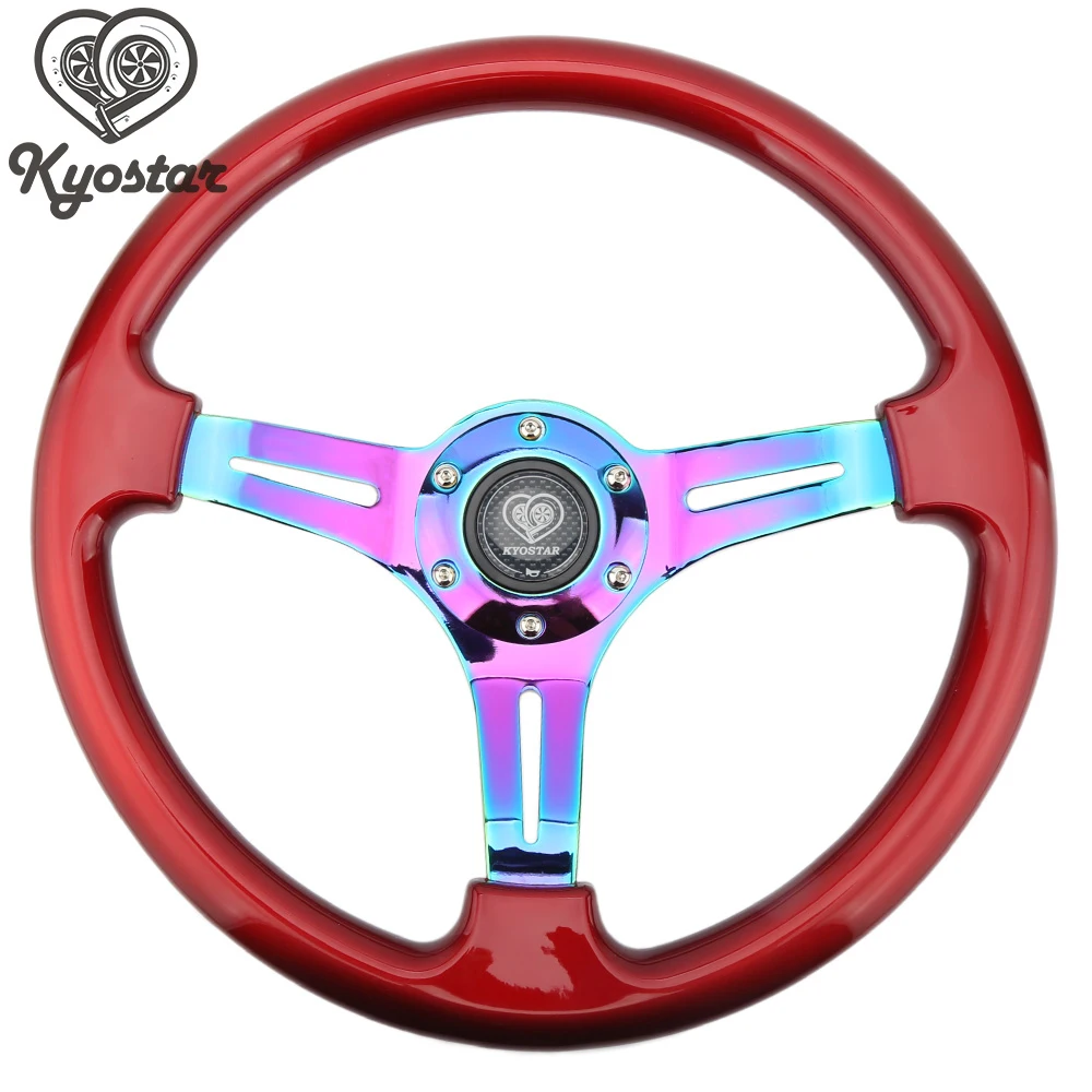 350 мм abs ярко-розовое рулевое колесо с neo хром спиц NOB Классический пластиковый плоский Автомобильный руль
