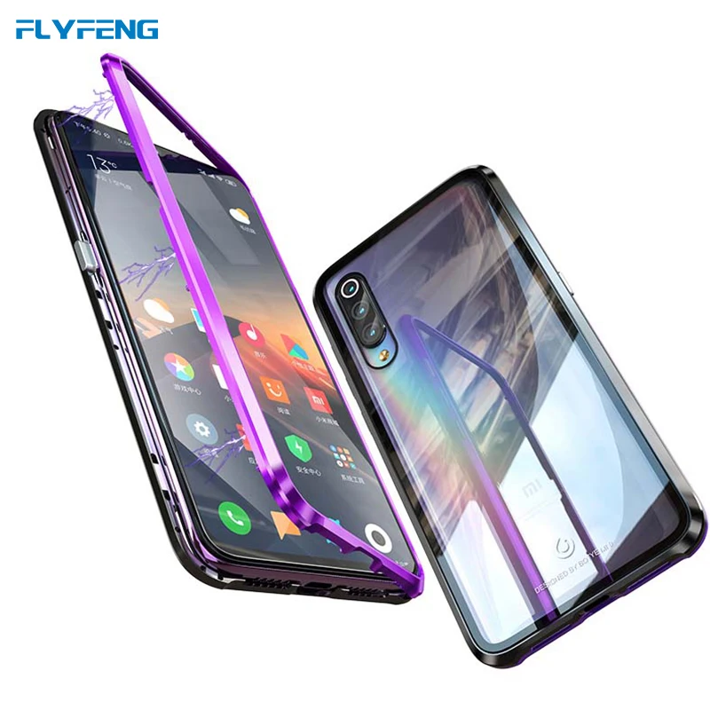 

For Xiaomi mi 9 Case Magnetic Adsorption Flip Magnet Metal Tempered Glass Phone Cover Case For Xiaomi mi9 mi 9 SE Case Fundas