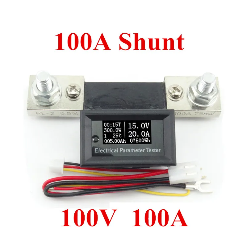

Digital Voltmeter Ammeter DC 100V/100A Voltage current electrical Meter Tester + 100A 75mv Shunt Resistor 40% off