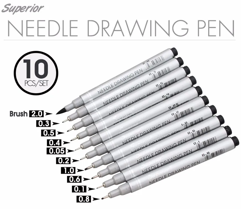 Улучшенный 10 шт./партия маркеры щеток на водной основе пигментный вкладыш треугольные ручки Fineliner ручка-закладка для художественные канцелярские принадлежности