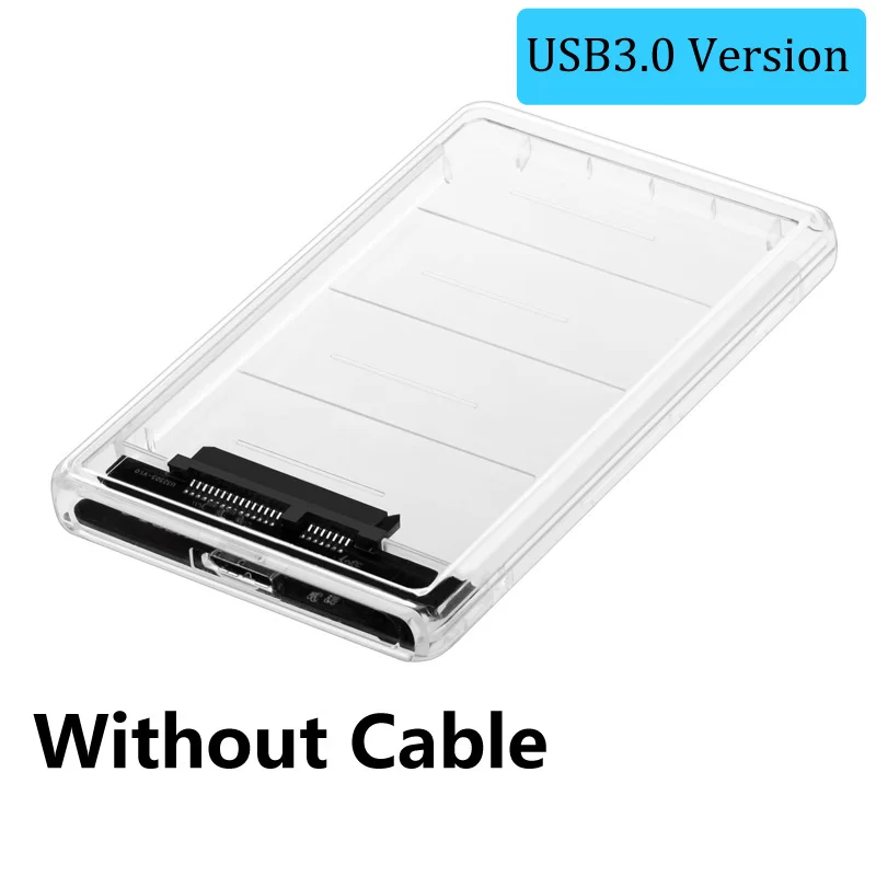 2," USB 3,0 SATA Hd коробка HDD жесткий диск Внешний HDD корпус прозрачный чехол инструмент бесплатно 5 Гбит/с Поддержка 2 ТБ UASP протокол - Цвет: Without Cable