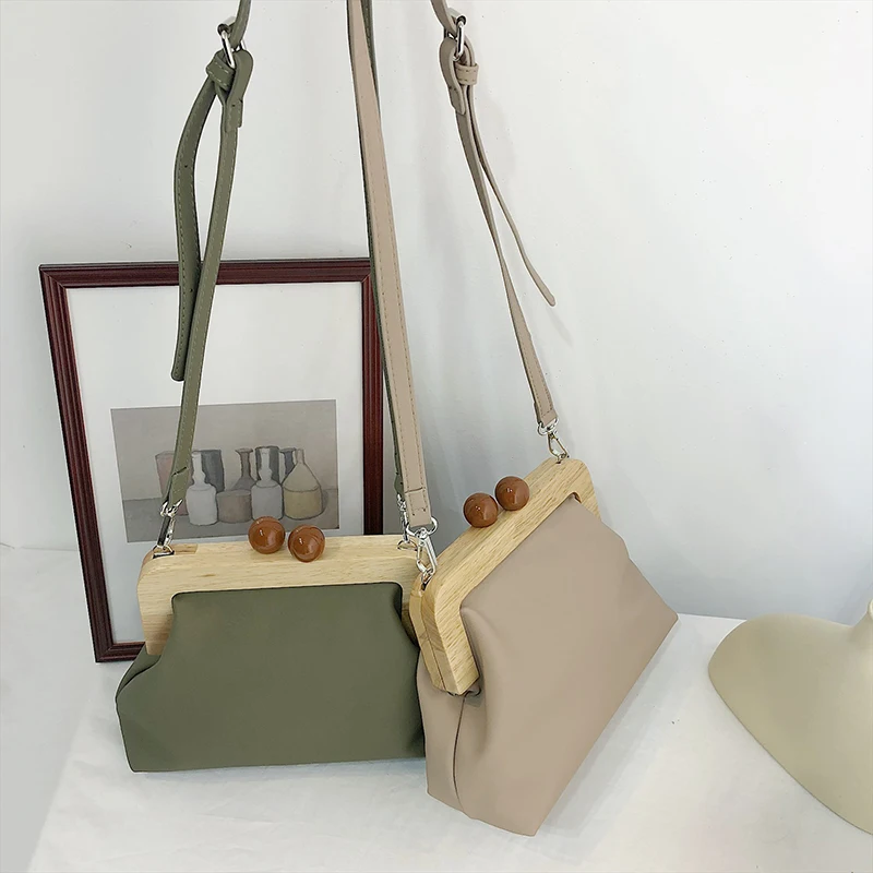  DAUNAVIA Women Bag Messenger Bag Simple Retro Pu Soft Leather Clip Bag Female Shoulder Evening Clut - 32999527264