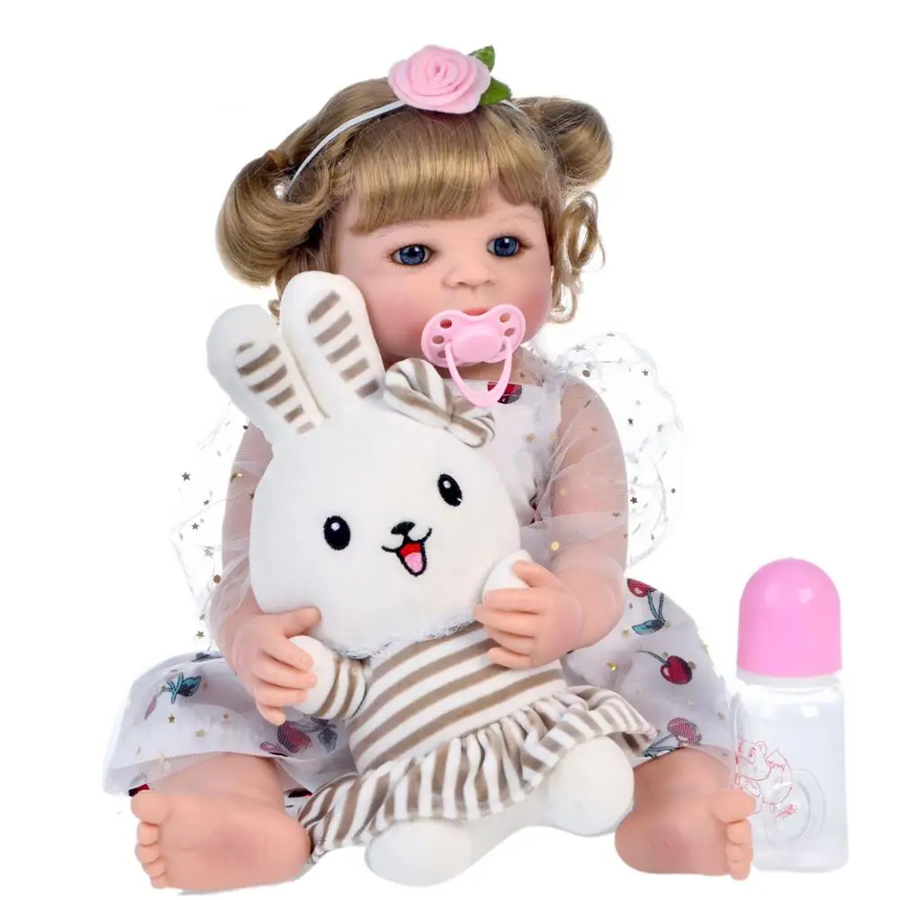 55 см Reborn Baby Куклы Виниловые силиконовые тела реалистичные живые светлые волосы bebe Младенцы Новорожденные игрушки мальчик Девочка Рождественский подарок