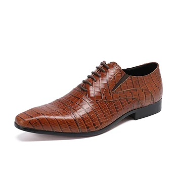 

Batzuzhi New Design Luxury Genuine Leather Men's Shoes Lace Up Party Wedding Suit Formal Footwear Male Dress Shoes Business, 46
