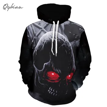 

Fashion High Street Mens Hoodies red eye skull 3D Men's Hoodies Plus Size Pocket Hooded Sweatshirts Drop Ship Unisex Pullovers