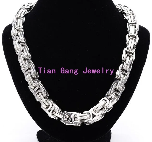 

High Quality Heavy 15mm 316L Stainless Steel Silver Byzantine Chain Necklace or Bracelet 8-40" For Cool Men&Boy